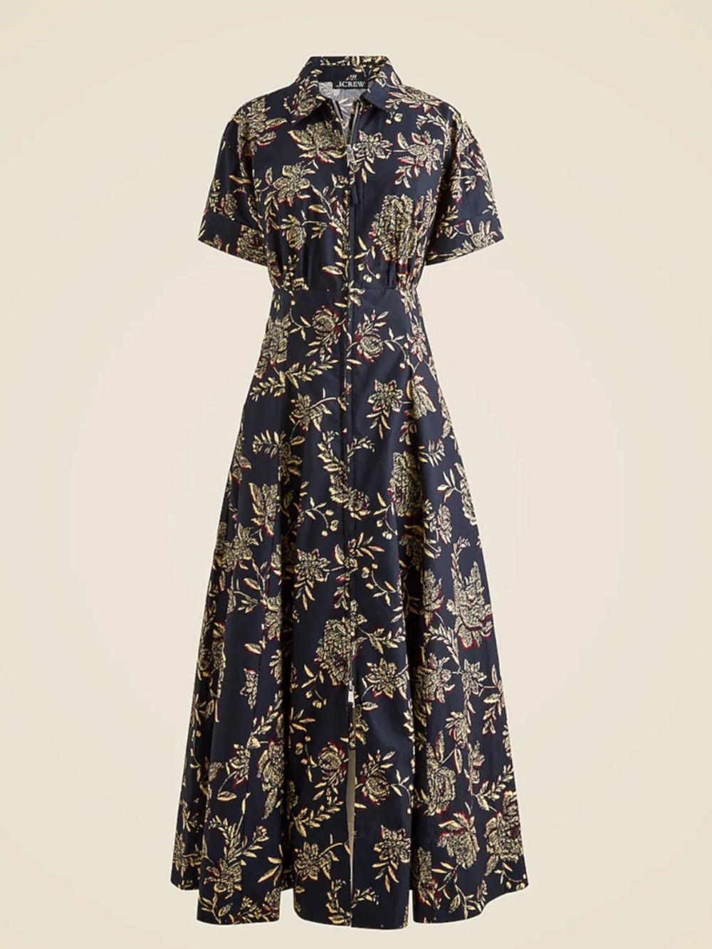 J. Crew Zip-up shirt-dress in floral cotton poplin